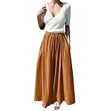 Culottes Hosen Damen Leinenhose Hosenrock Sommer Cropped Leinen Baumwolle 7/8 Hosen für Frauen Sommerhose Damen Leicht Haremshose Luftige Stoffhose Freizeithose Pumphose Yogahose Jogginghose Sporthose