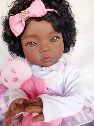 Boneca Negra Bebê Realista Menina Princesa Reborn Acessórios