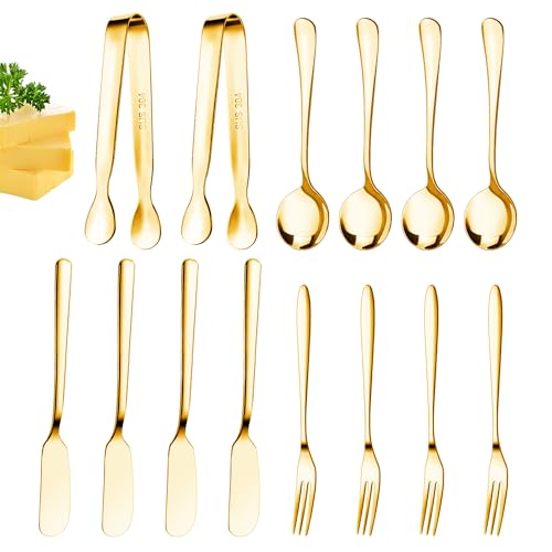 Cheese Butter Spreader Knife Set Charcuterie Accessories Charcuterie Boards Accessories Charcuterie Utensils Stainless Steel Spreader Knives Small Serving Tongs Mini Forks and Spoons for Pastry Making