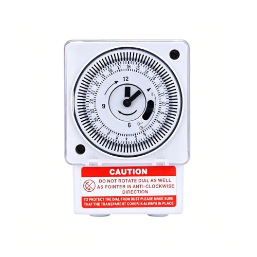 Uadme Mechanical Immersion Heater Timer 24 Hour Wall Segment Timer Switch with Waterproof Cover for Immersion Heaters Lighting Fans & Energy Storage Systems