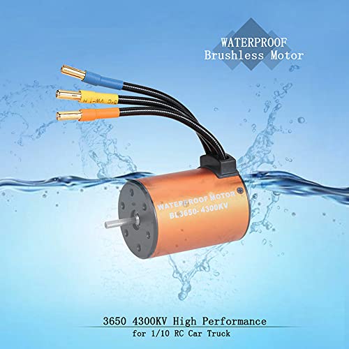 Waterproof 3650 4300Kv Brushless Motor Upgrade With 60A Esc Combo Set For 1/10 Rc Car Truck #TOP3