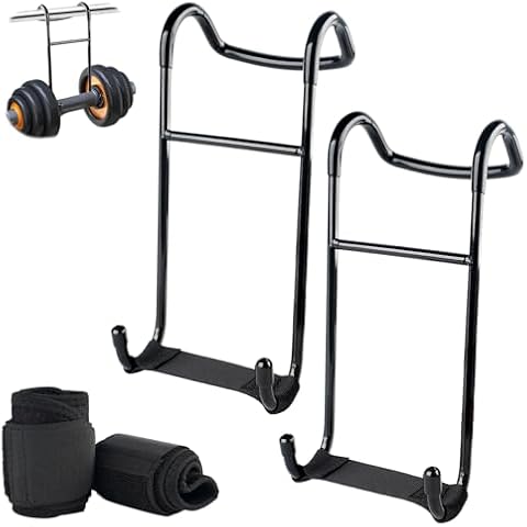 NewBEP Dumbbell Spotter Hooks, 2-Pack Heavy Power Dumbbells Rack for Dumbbell Bench Press Safety Attachments 225LB, Chest & Shoulder Workouts with Wrist Straps Cover