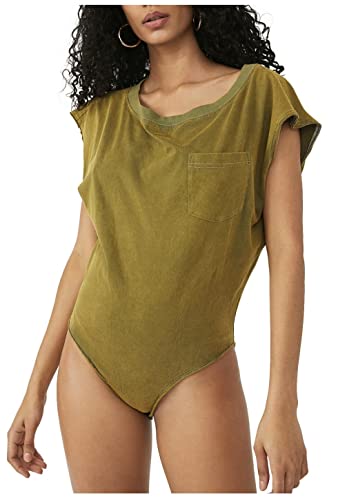 Free People Women’s Road Trip Cotton Bodysuit Verde Medium #TOP24
