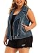 Agnes Orinda Plus Size Denim Vest for Women 2024 Zipper Sleeveless Jackets Motorcycle Washed Jean Vest Jacket 2X Blue