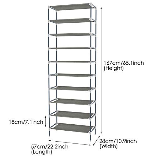 Jaketen 10 Tiers Shoe Rack, Easy Assembled Non-Woven Fabric Shoe Tower Stand, Sturdy Multi-Use Shelf Organizer Cabinet For Space Saving Storage #TOP6