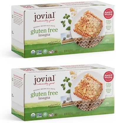 Jovial Gluten Free Lasagna Noodles - Organic Brown Rice Lasagna Pasta, Whole Grain Pasta, Dairy Free, Glyphosate Free, Made in Italy - 9 Oz, 2 Pack