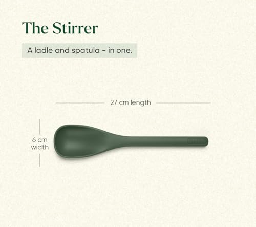 Image of Ember Cookware Silicone Spatula Set of 3 - Stir, Flip & Scraper | Platinum Grade Food Safe | Heat Resistant Up to 230C | Seamless Unibody Design | Green