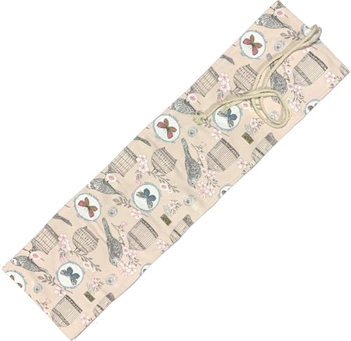 Image of Canvas Pencil Wrap Case, 48 Holes Colored Pencil Roll Holder Storage Pouch for Office (72 Holes, Beige)
