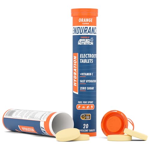 Applied Nutrition Endurance Hydration Electrolyte Tablets - 400mg Electrolytes per Serving – 20 Effervescent Tablets, Sugar Free, Low Calorie, Added Vitamin C Boost Performance – Orange