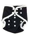 BB2 Baby One Size Solid Happy Leak-free Snaps Cloth Diaper Cover for Prefolds (One Size, Black)