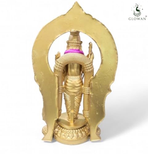 Image of GLOWAN -Thiruchendur Murugan Idol, Handicrafted Murugan Statue, Decorative Statue Figurine for Home Decor Gifts, Pooja Room & Gifting - 14 X 8 X 24 CM, Hindu God Gift (Gold)
