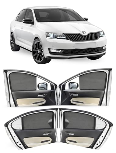 Image of Autofact Car Sunshades for Skoda Rapid, UV Protection, Useful Car Accessories, Custom fit Sun Shades for Side Windows, Set of 4
