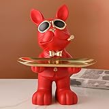 WEboL Adornos de almacenamiento de entrada Almacenamiento de Bulldog, Bandeja de mesa for platos de joyería Entrada Tazón for llaves Escultura Bandeja de decoración de escritorio for el hogar for guar