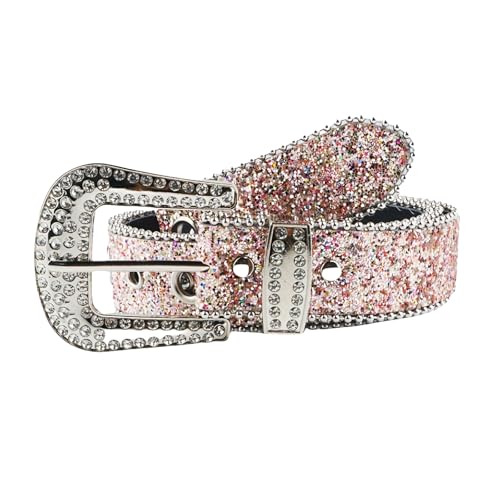 Delicate Adjustable Rhinestone Buckle Belt Woman Full Sequins Waist Belts Cowgirl Girls Belt For Jeans Men