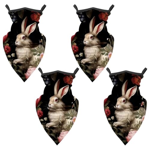 4 Pack Rabbit Bunny Fishing Neck Gaiter - UV Face Mask Sun Protection for Men & Women