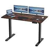 AIMEZO Escritorio Elevable Eléctrico, Mesa Motorizada Ajustable en Atura para Home Office, 120x60cm Tablero Entero, Negro/Marrón