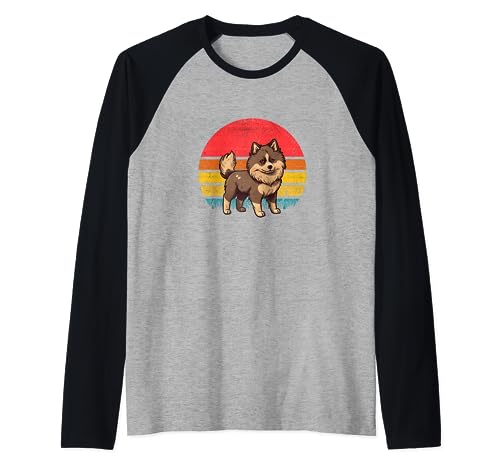 Pomsky Sunset Retro Dog Vintage Design Mom Dad Kids Raglan Baseball Tee