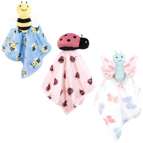 Image of Hudson Baby Unisex Baby Animal Face Security Blanket, Butterfly 3-Pack, One Size