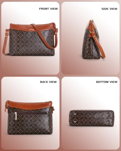 Image of Apery Elegant Printed Sling Bag | Two-Tone Faux Leather Shoulder Purse with Adjustable Strap