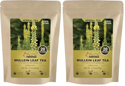 FullChea - Mullein Leaf Tea Bags, 20 Teabags, 3g/bag For Lungs - Non-GMO - Caffeine-free - Natural Healthy Herbal Tea (Pack of 2)