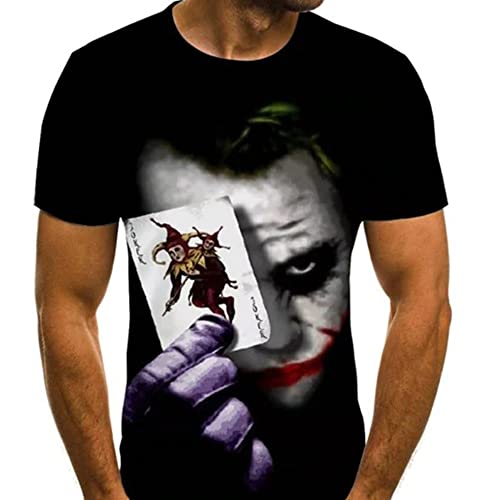 Roneberg T-shirt pour homme avec imprimé Joker 3D. T-shirt à manches courtes noir à l'effigie du Joker du film. Parfait pour les sorties entre amis., Noir , m Cover
