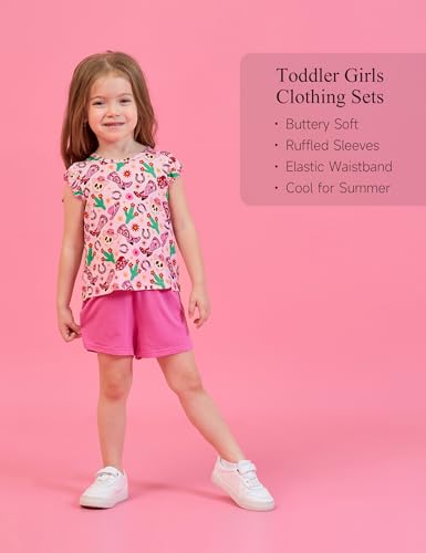 Image of Toddler Girl Short Sets Bamboo Viscose Sleeveless Summer Outfits 2 Piece Clothing Set