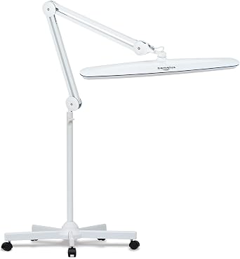 Task Lamp with Clamp and Floor Stand, 117 LEDs, 24W Dimmable, 2200 Lumen, Swing Arm, 23-Inch Head for Work, Beauty, and Art White