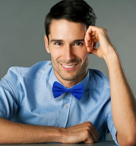 Image of MDSTYLE Bow Ties for Men Pre-Tied Adjustable - Classic Men's Bow Tie - Tuxedo Wedding Formal Bowtie Solid Color Bowties (Royal Blue 2pcs)