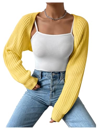 Image of GORGLITTER Women's Open Front Cardigan Sweater Trendy Dressy Cute Long Sleeve Bolero Shrug Fall Knit Short Cardigan