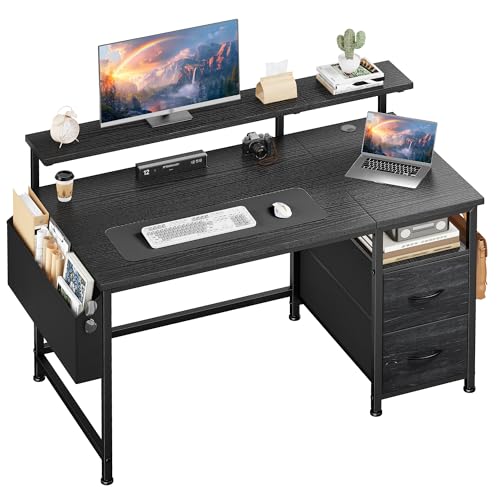 Klyvvo Schreibtisch mit 2 Schubladen Bieten Stauraum...