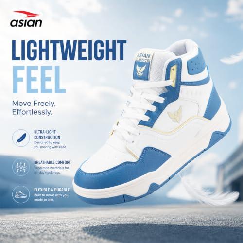 Image of ASIAN Mojo-54 Men's High-Top Sneakers | Stylish High Neck Casual Shoes with Cushioned Comfort, Durable Build & Grip Sole