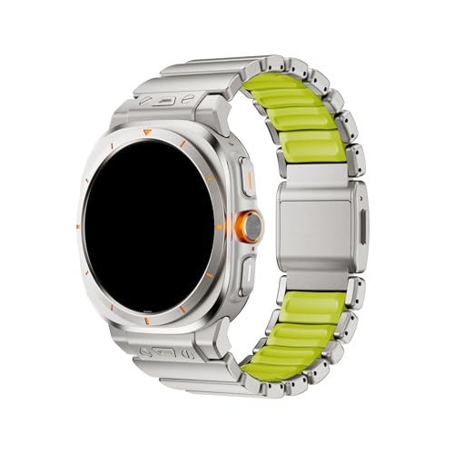 [PLYYQZM] �ɍ��� Sam su ng Galaxy Watch Ultra 2025 47mm �V���R�����^���o���h,�ɍ��� Watch8/8Classic 46 44 40mm �`�^��+���o�[�u���X���b�g�ɓK��(Titanium green,F
