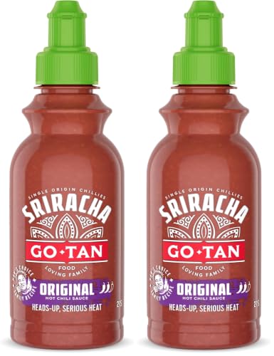 Go-Tan, Salsa Sriracha, Condimento de Chile Picante, 54 por ciento Chile Rojo, Sabor Picante, 215 ml (Paquete de 2)