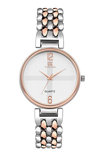 Image of IIK COLLECTION Watch for Women Round Dial |Analogue Quartz Movemnet Ladies Watch|Long Battery Life|Stainless Steel Adjustable Bracelet Chain Strap|Fancy Clasp Safety Watch for Woman