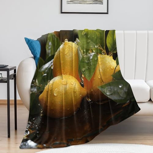 Couverture de lit en peluche citron 100x130 cm pour canapé douillet - 2