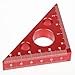 Aluminum Alloy Right Angle Ruler 45/90 Degree Layout Thickened Triangle Ruler Imperial and Metric Scales Isosceles Square Measuring Tool for Woodworking Red