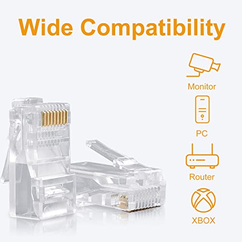 Shd Rj45 Connectors Rj45 Crimp Ends 8P8C Utp Network Plug For Cat5 Cat5E Cat6 Stranded Cable Solid Crystal Head 100Pcs #TOP4