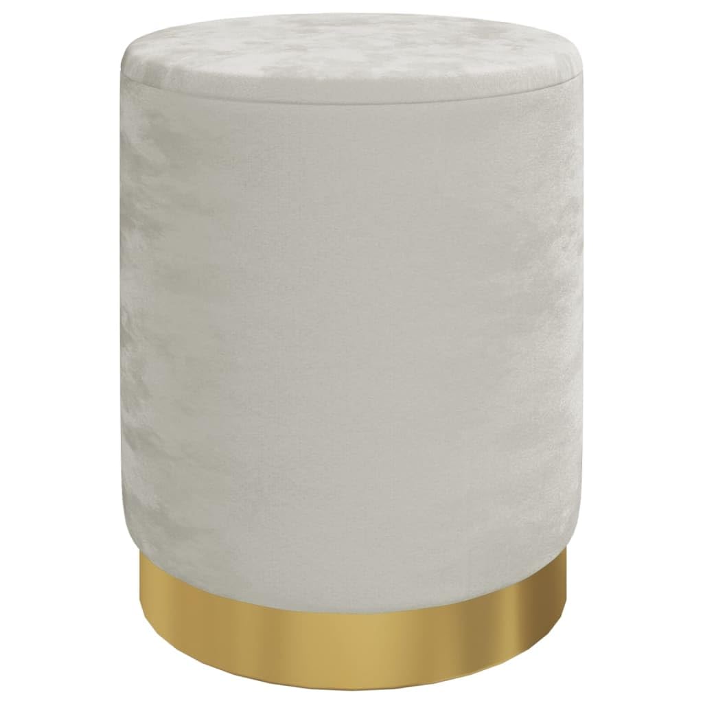 vidaXL Tabouret de Rangement Rond Pouf de Salon Repose-Pied de Salle de Séjour Tabouret de Couloir Chambre Maison Intérieur Gris Clair Velours 31 x 37 cm