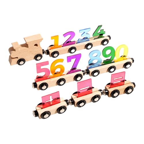 Muwugui Set Di Trenino Giocattolo | Strumento Educativo Precoce Interattivo in Legno | Set Di Trenino In Legno | per Bambine Compleanno Natale Capodanno Prescolare