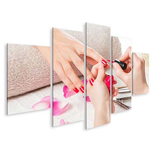islandburner Bild auf Leinwand Nahaufnahme Kosmetikerin Auftragen Nagellack Nägel Nagelsalon Bilder Wandbilder Poster