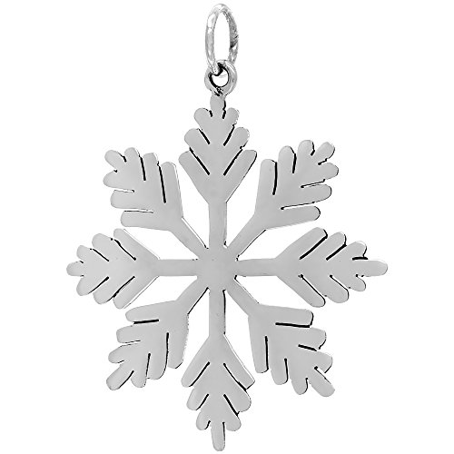 Sterling Silver Snowflake Star Necklace Large Size Handmade 2 1/16 Inch 30 Inch Rol_1 #TOP18