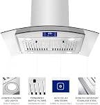JOEAONZ Island Range Hood 30 Inch 700 CFM Gesture & Touch Control Ceiling Mount Stainless Steel Kitchen Vent Hood, Kitchen Exhaust Hood, Ducted/Ductless Convertible 3-speed Ventilation Fan Switchable