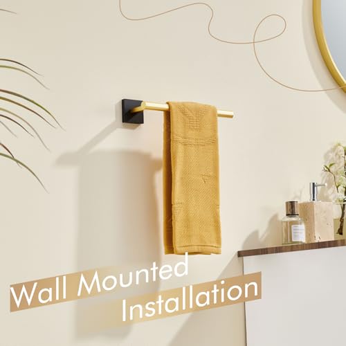 Image of KOKOSIRI Bathroom Towel Bar Hand Towel Holders Wall Mount Toilet Kitchen Cabinet Paper Holder Stainless Steel Bath Hardware Black with Gold, B3008GDK