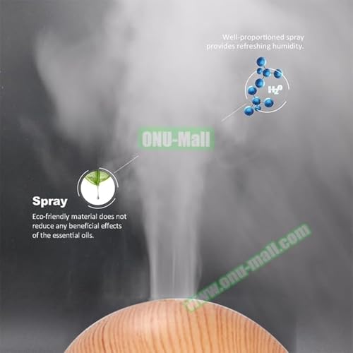 Image of Desidiya Round Magic Wooden Cool Mist Diffuser, Essential Oil Diffuser with LED Night Light for Car, Office, Home, Bedroom, One Click Aroma Therapy Humidifier for Plant and Baby Nursery - Light Brown