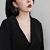 Weenkeey 2 Pairs Gothic Spike Earrings Punk Spike Hoop Earrings Retro Rivet Earrings for Women Men - Silver Black #4