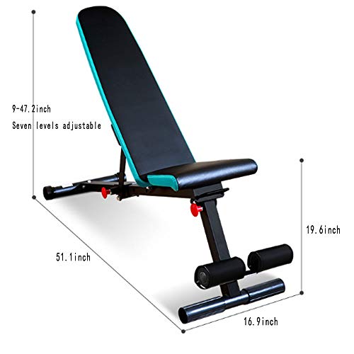 FEILA Adjustable Folding Fitness Barbell Rack and Weight Bench Weight Bench with Upgraded Wider Backrest Seat InclineDecline Exercise Workout Bench for Home Gym, Strength Training Full Body Workout