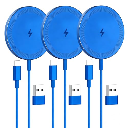 Chargeur magnétique 15W Qi2 rapide bleu portable pack de 3 pour bureau et voyage