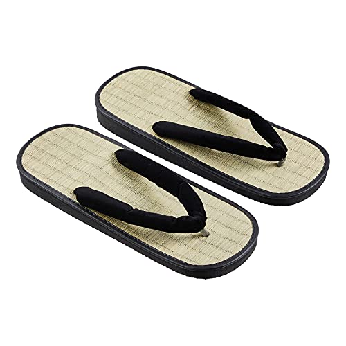 Playwell - Zapatillas para artes marciales Tatami Mat tradicionales Zori en forma de Y (sandales), negro, 44