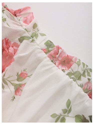 Image of SweatyRocks Women's Floral Print Bodycon Dress Ruched Sleeveless Spaghetti Strap Boho Mini Dresses