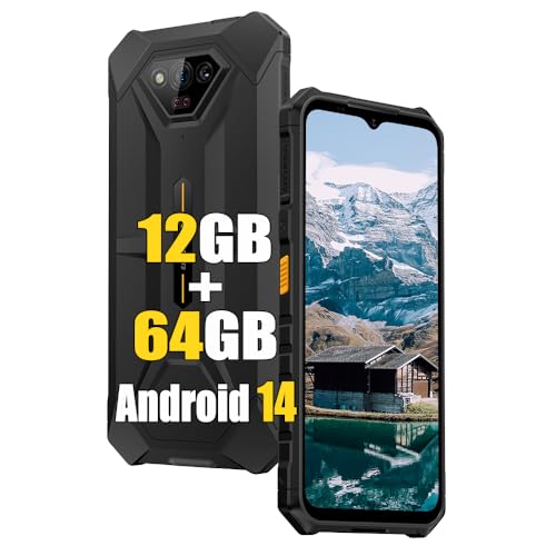 Ulefone Armor X13 Rugged Smartphone Unlocked, MTK Helio G36 12GB+64GB Cell Phone Android 14, 50MP+24MP Night Vision Camera, 6.52" HD+, 6300mAh, Dual SIM 4G Rugged Phone, NFC/OTG/GPS/FM, Black